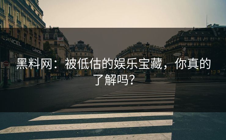 黑料网：被低估的娱乐宝藏，你真的了解吗？  第1张