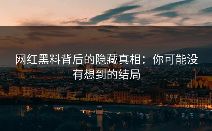 网红黑料背后的隐藏真相:你可能没有想到的结局 第1张 网红黑料背后的隐藏真相:你可能没有想到的结局 第1张