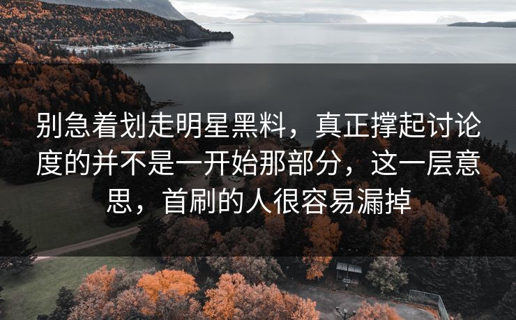 别急着划走明星黑料，真正撑起讨论度的并不是一开始那部分，这一层意思，首刷的人很容易漏掉