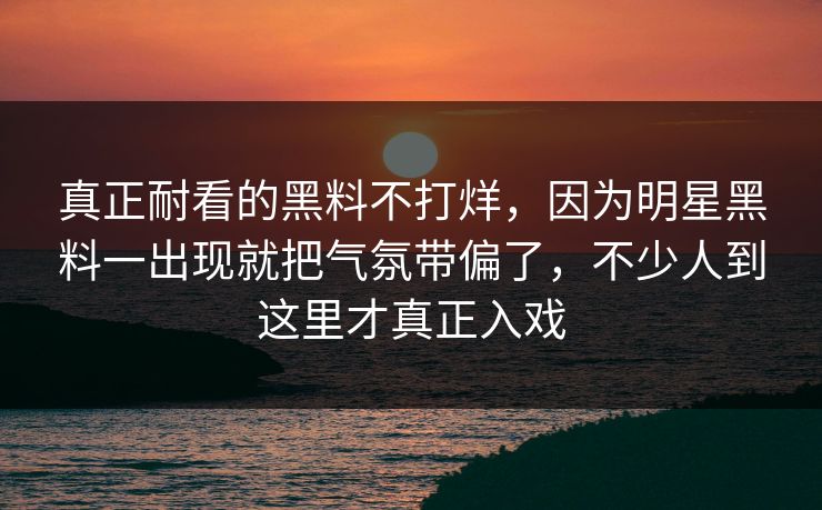 真正耐看的黑料不打烊，因为明星黑料一出现就把气氛带偏了，不少人到这里才真正入戏  第1张