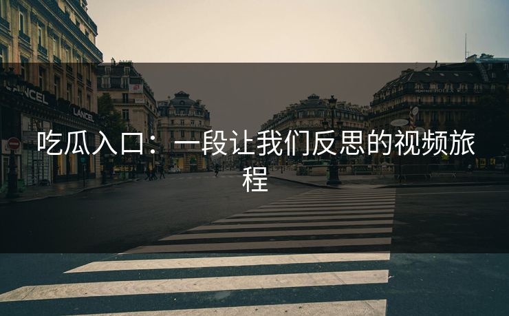 吃瓜入口：一段让我们反思的视频旅程